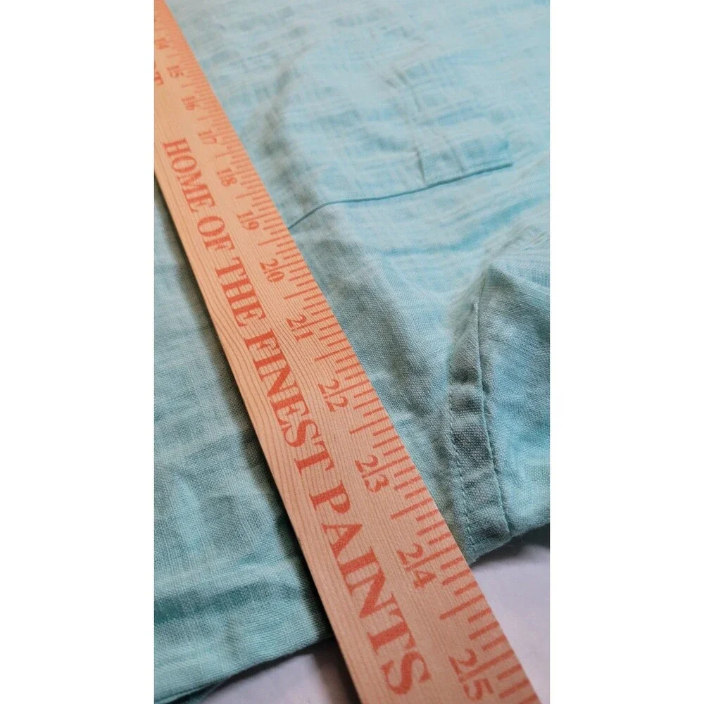 Tommy Bahama Linen Cotton Blend Shirt Men's XL Mint Aqua Green Button Up Resort